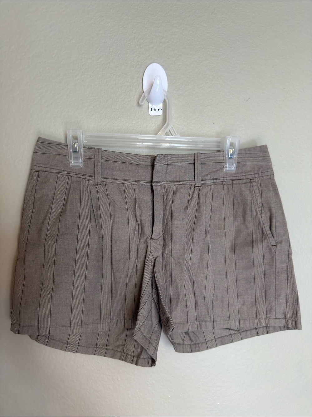 Banana Republic Taupe Pinstripe Linen-Blend Shorts